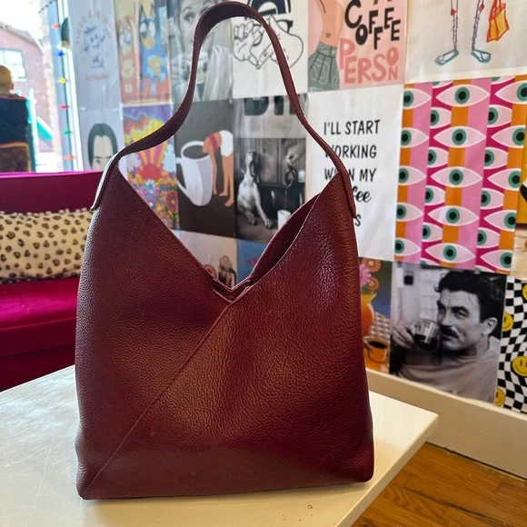 Portland Leather Deep Red Hobo Bag - Picture 3 of 10